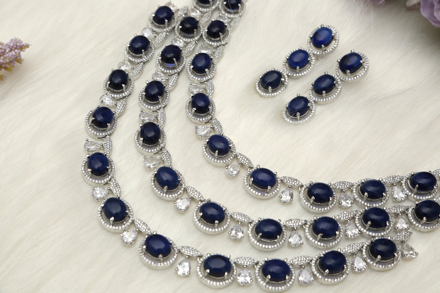 Beautiful Triple Layered Designer Necklace set - Chaandi Rivaaz