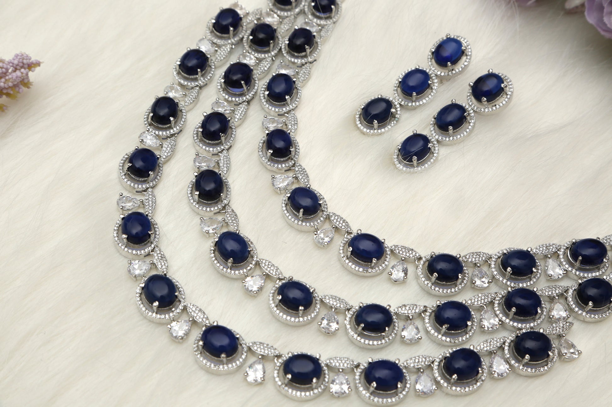 Beautiful Triple Layered Designer Necklace set - Chaandi Rivaaz