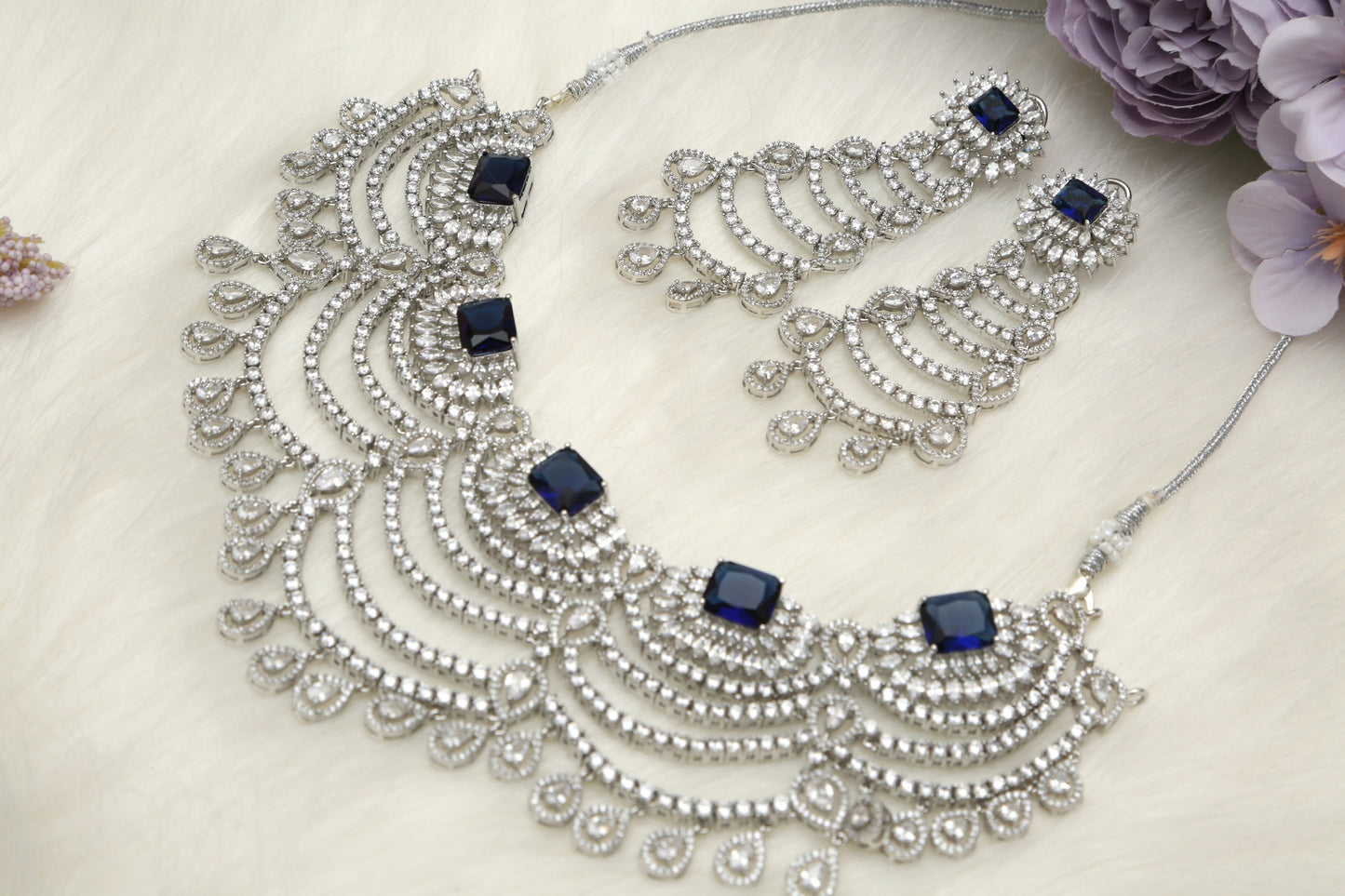 Dia CZ Layered Designer Necklace set - Chaandi Rivaaz