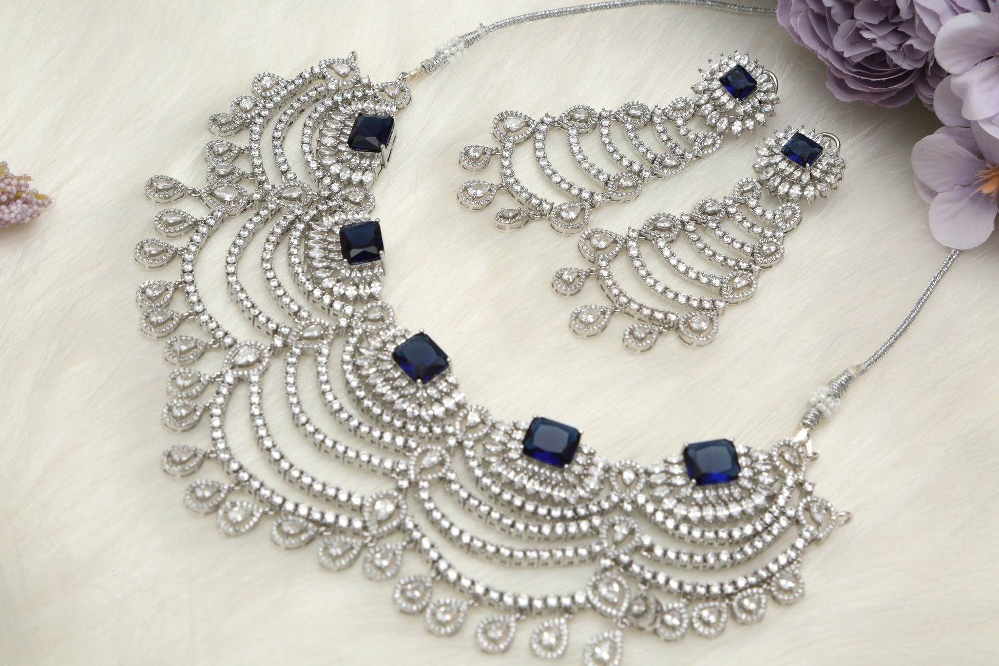 Dia CZ Layered Designer Necklace set - Chaandi Rivaaz