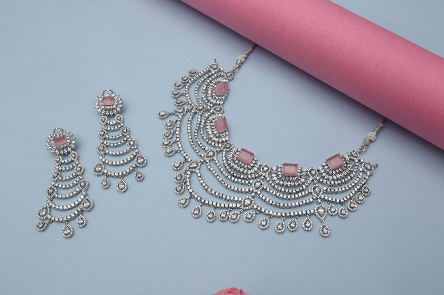 Dia CZ Layered Designer Necklace set - Chaandi Rivaaz
