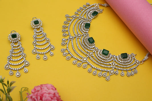 Dia CZ Layered Designer Necklace set - Chaandi Rivaaz