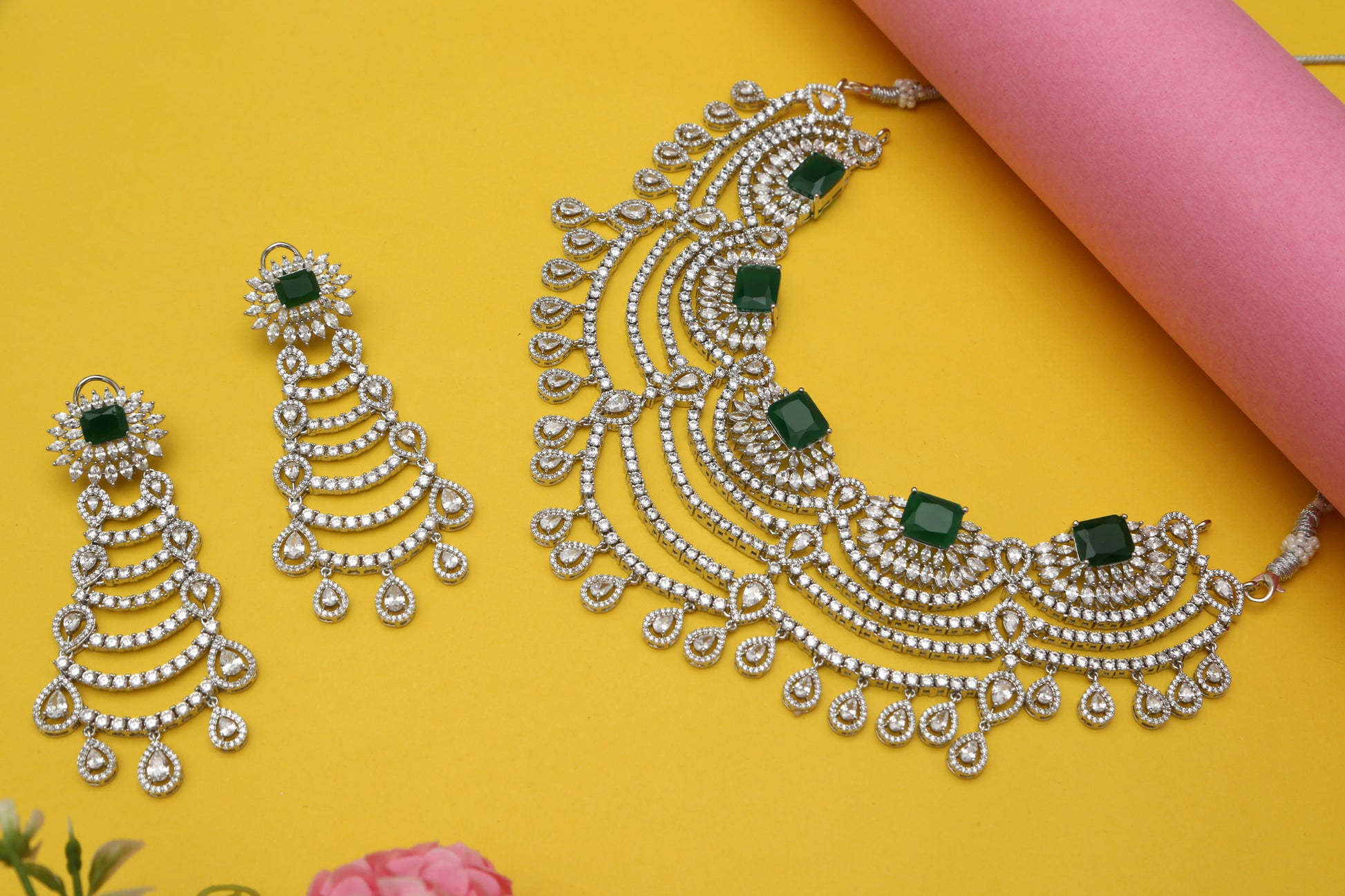 Dia CZ Layered Designer Necklace set - Chaandi Rivaaz