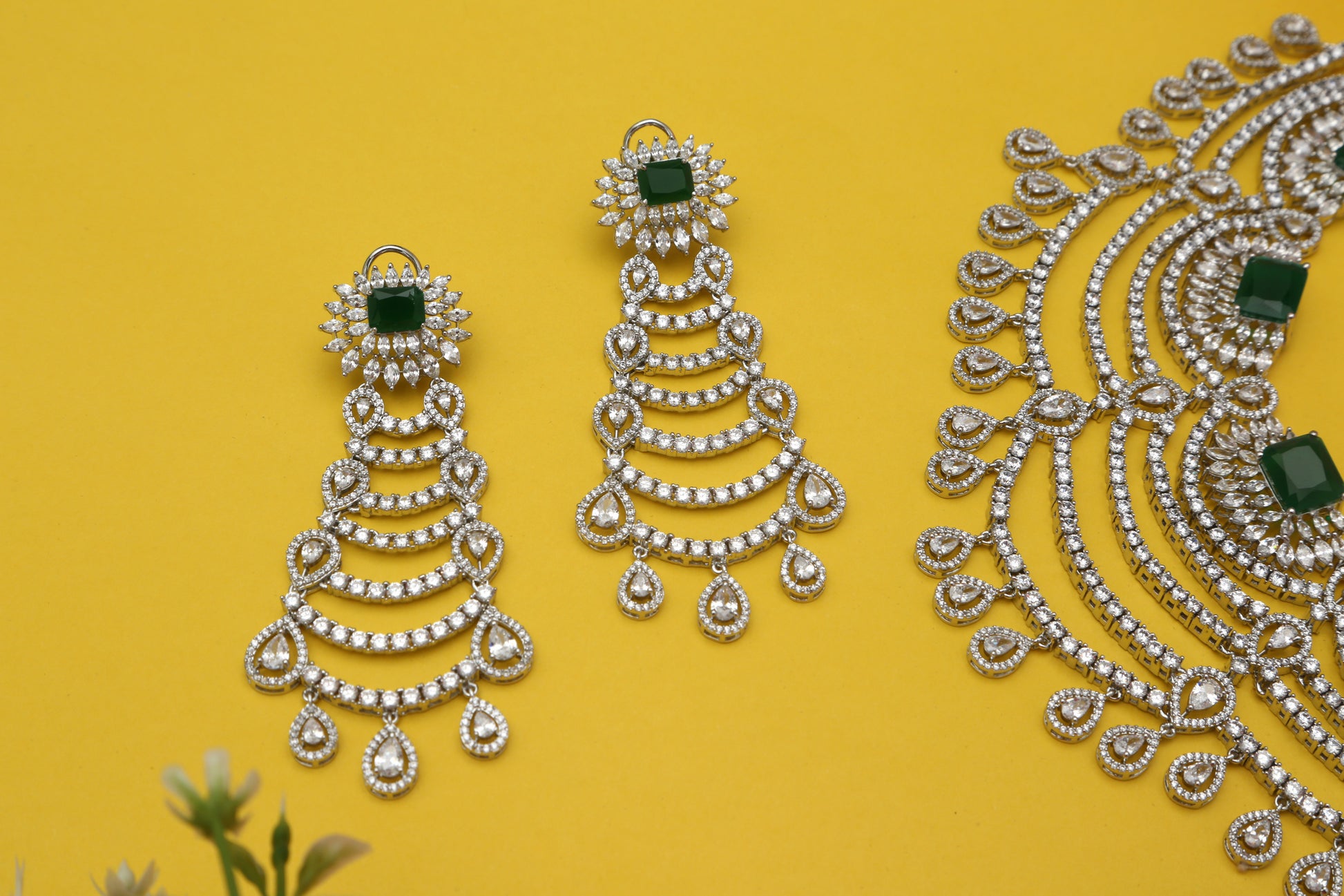 Dia CZ Layered Designer Necklace set - Chaandi Rivaaz