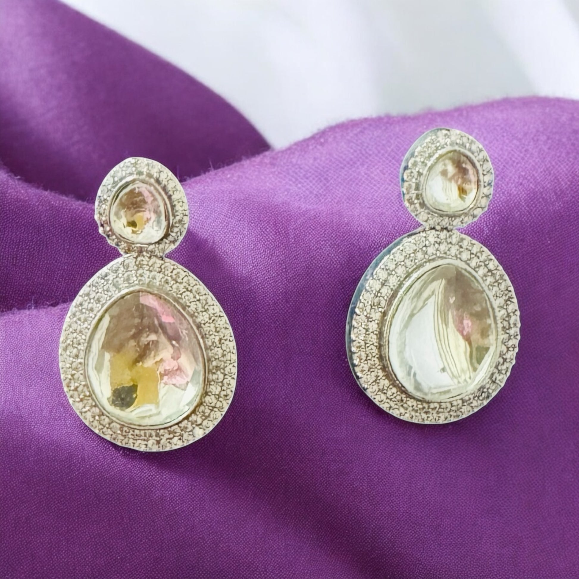Elegant Designer Kundan Earrings - Chaandi Rivaaz