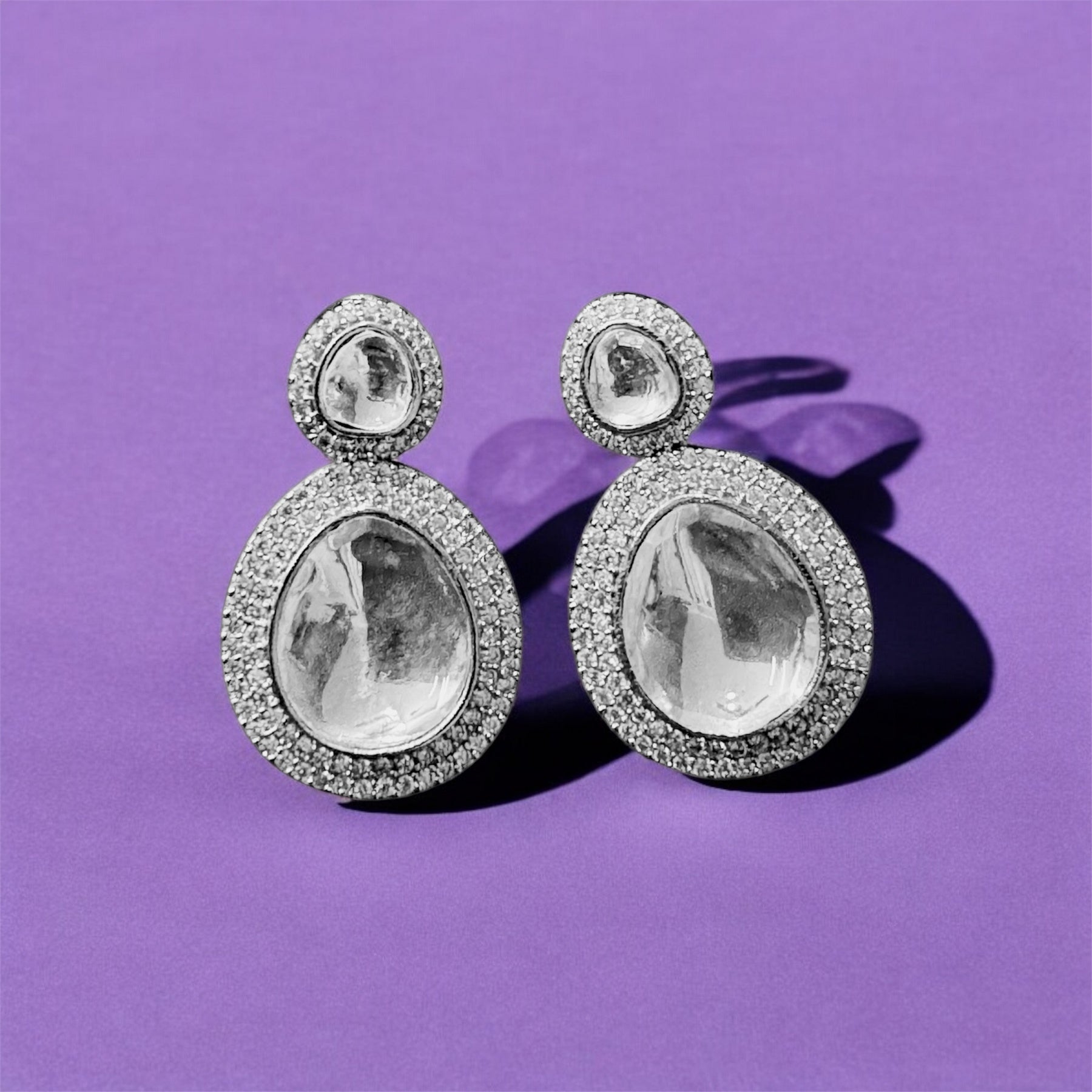 Elegant Designer Kundan Earrings - Chaandi Rivaaz