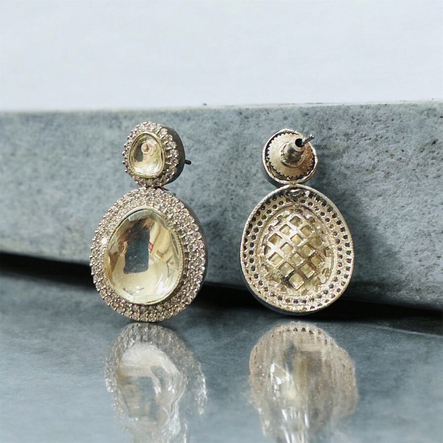 Elegant Designer Kundan Earrings - Chaandi Rivaaz