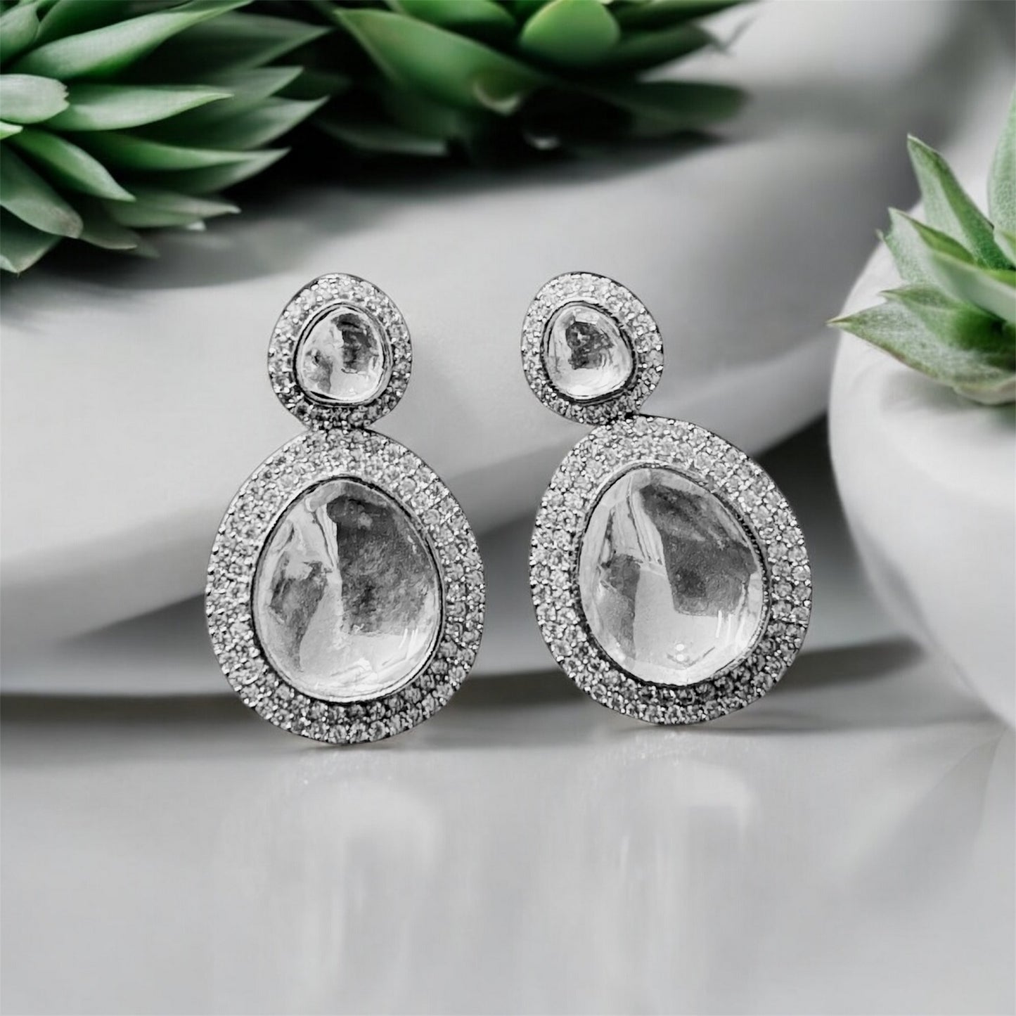 Elegant Designer Kundan Earrings - Chaandi Rivaaz