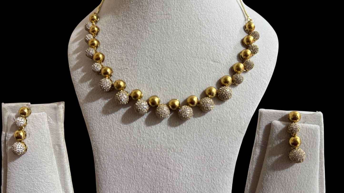 Ball shaped Diamond Necklace set