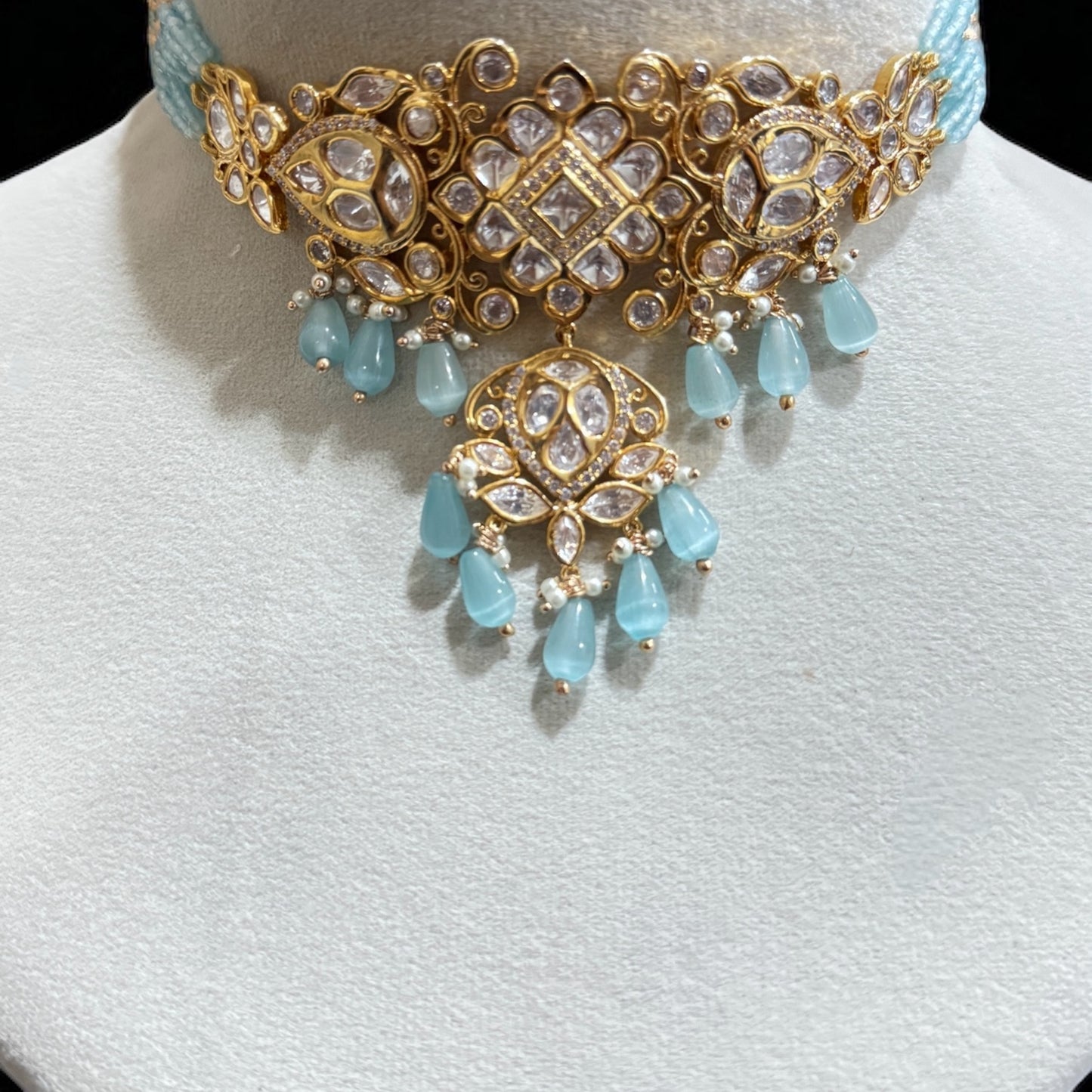Royal Turquoise Polki Choker set