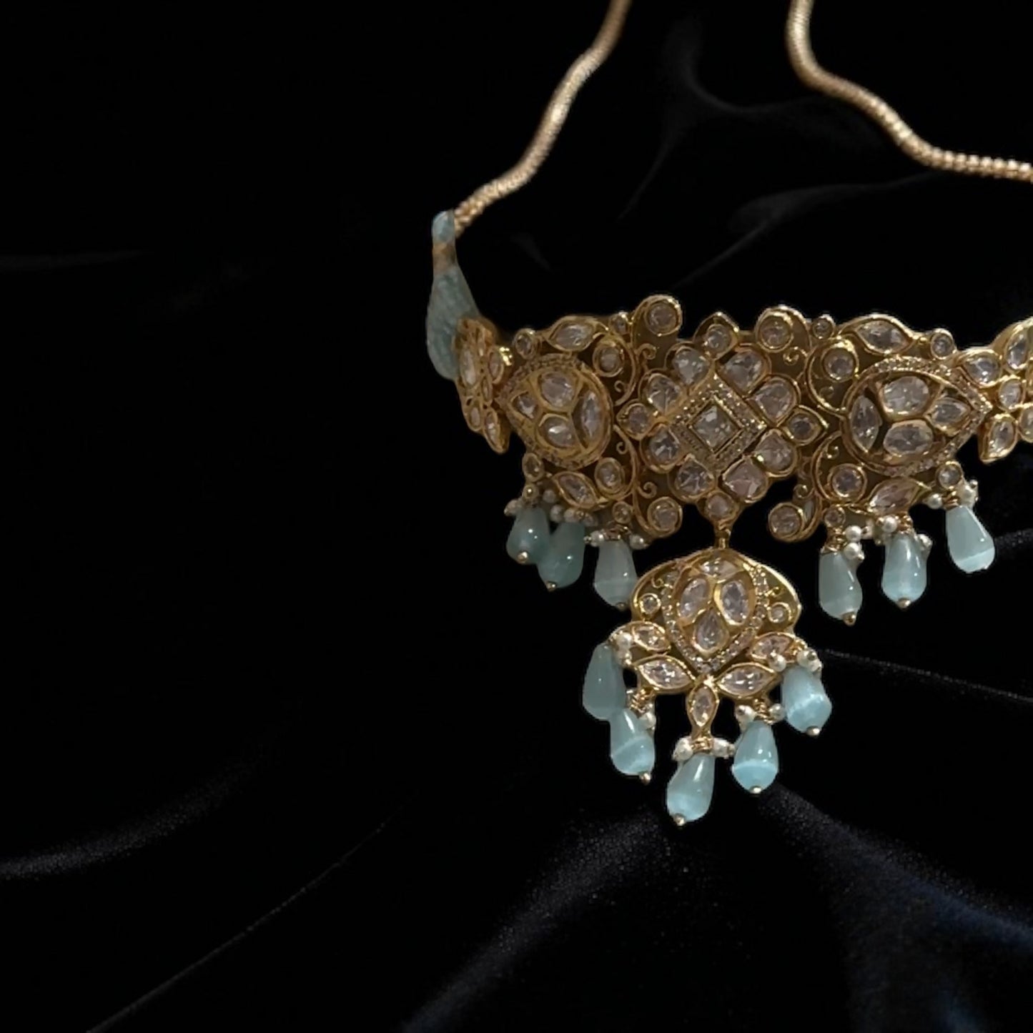 Royal Turquoise Polki Choker set