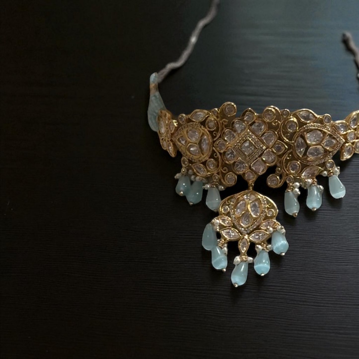 Royal Turquoise Polki Choker set