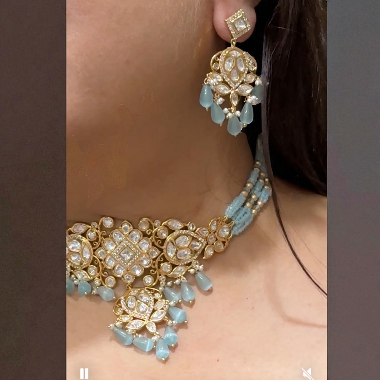 Royal Turquoise Polki Choker set