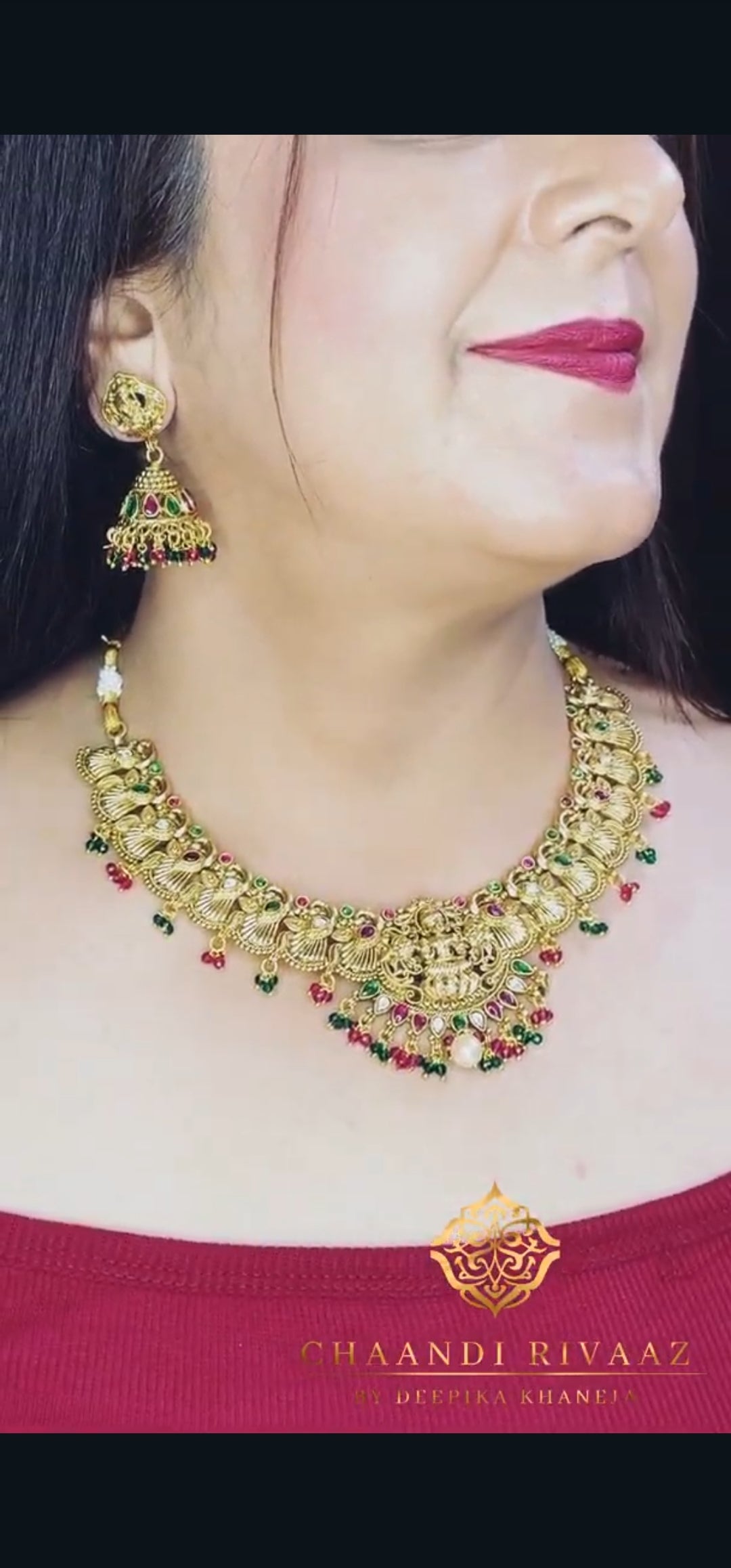 Beautiful Mahalakshmi Designer Necklace Set - Chaandi Rivaaz