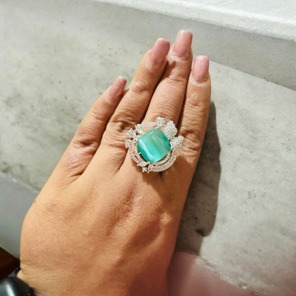 Beautiful Turquoise Diamond Cocktail Ring