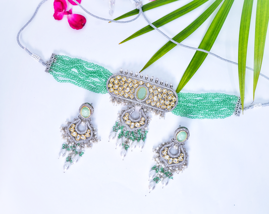 Olive Designer Choker set - Chaandi Rivaaz