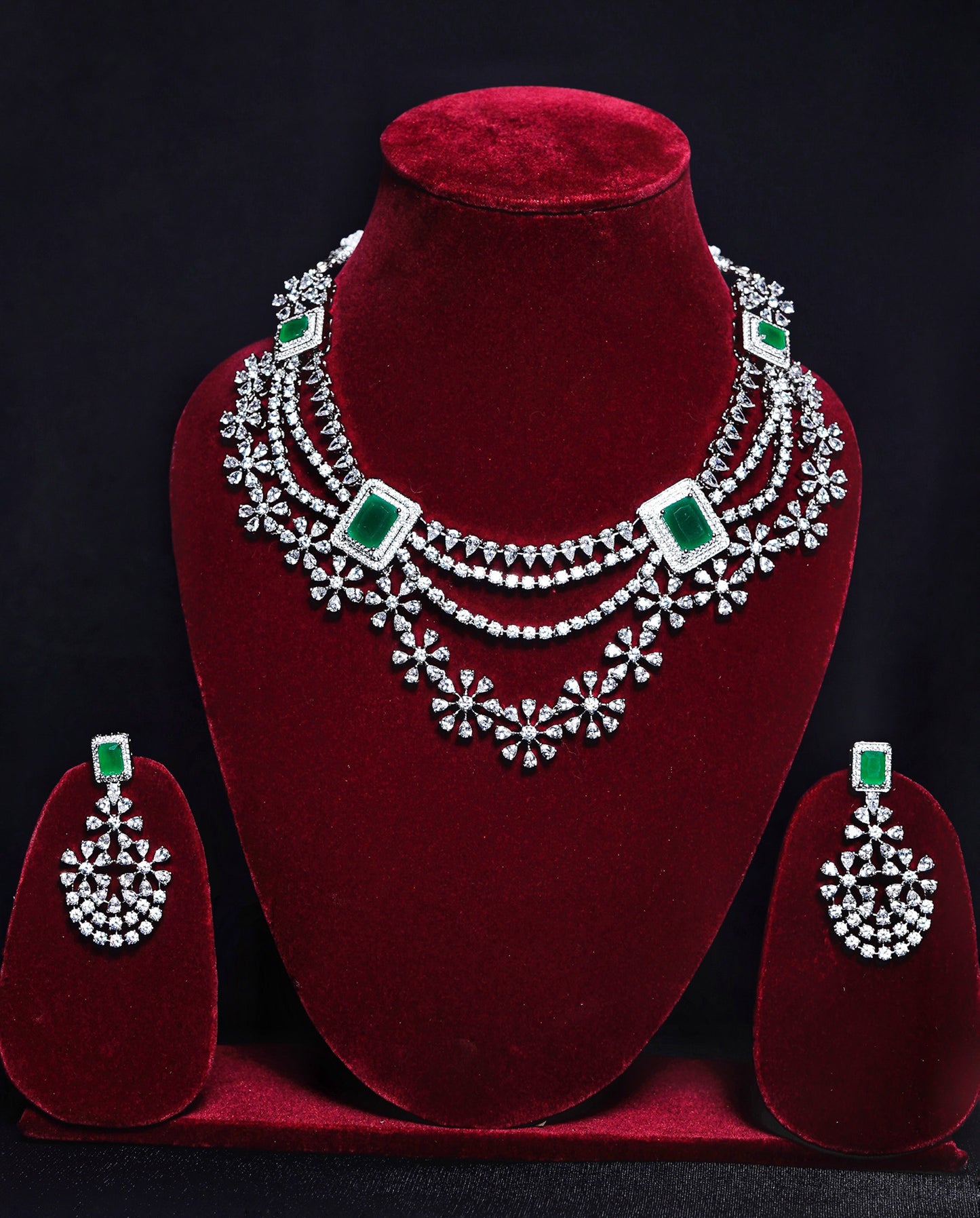 Raina Floral CZ Designer Necklace Set