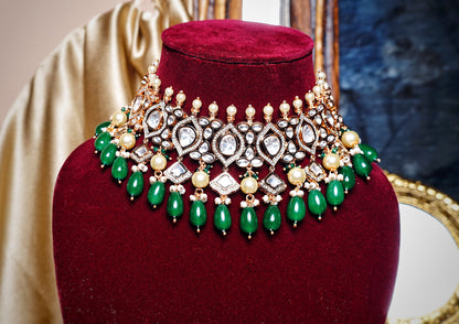 Preety’s Emerald Polki Necklace set