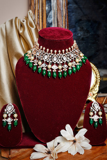 Preety’s Emerald Polki Necklace set