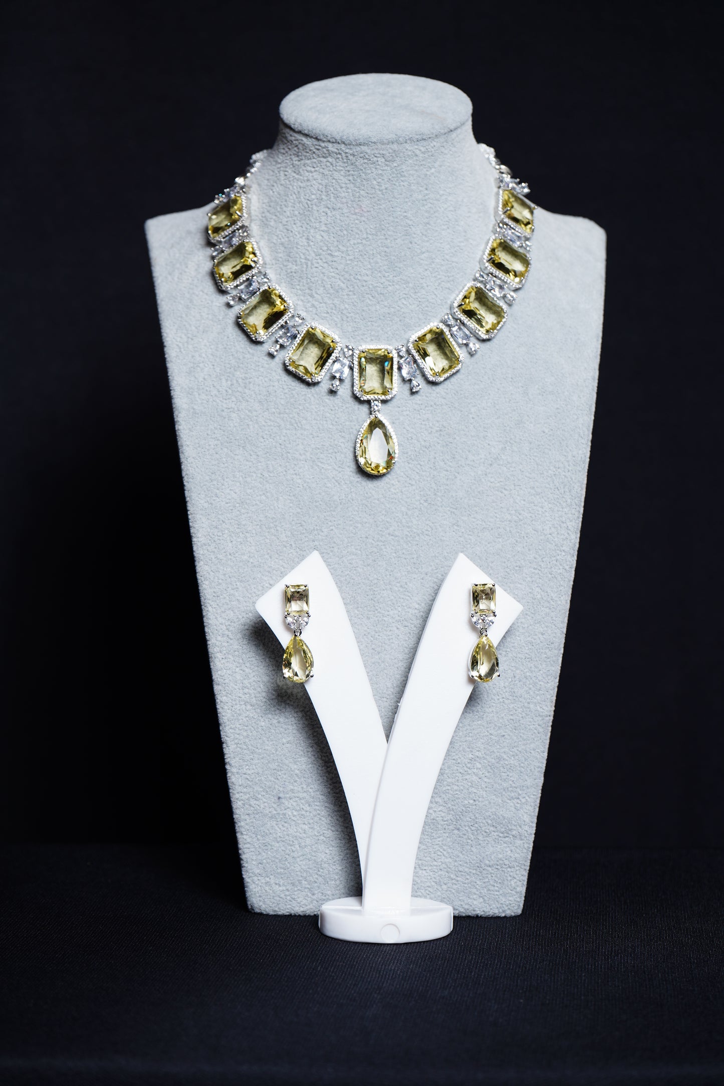Yellow crystal CZ Designer Necklace set