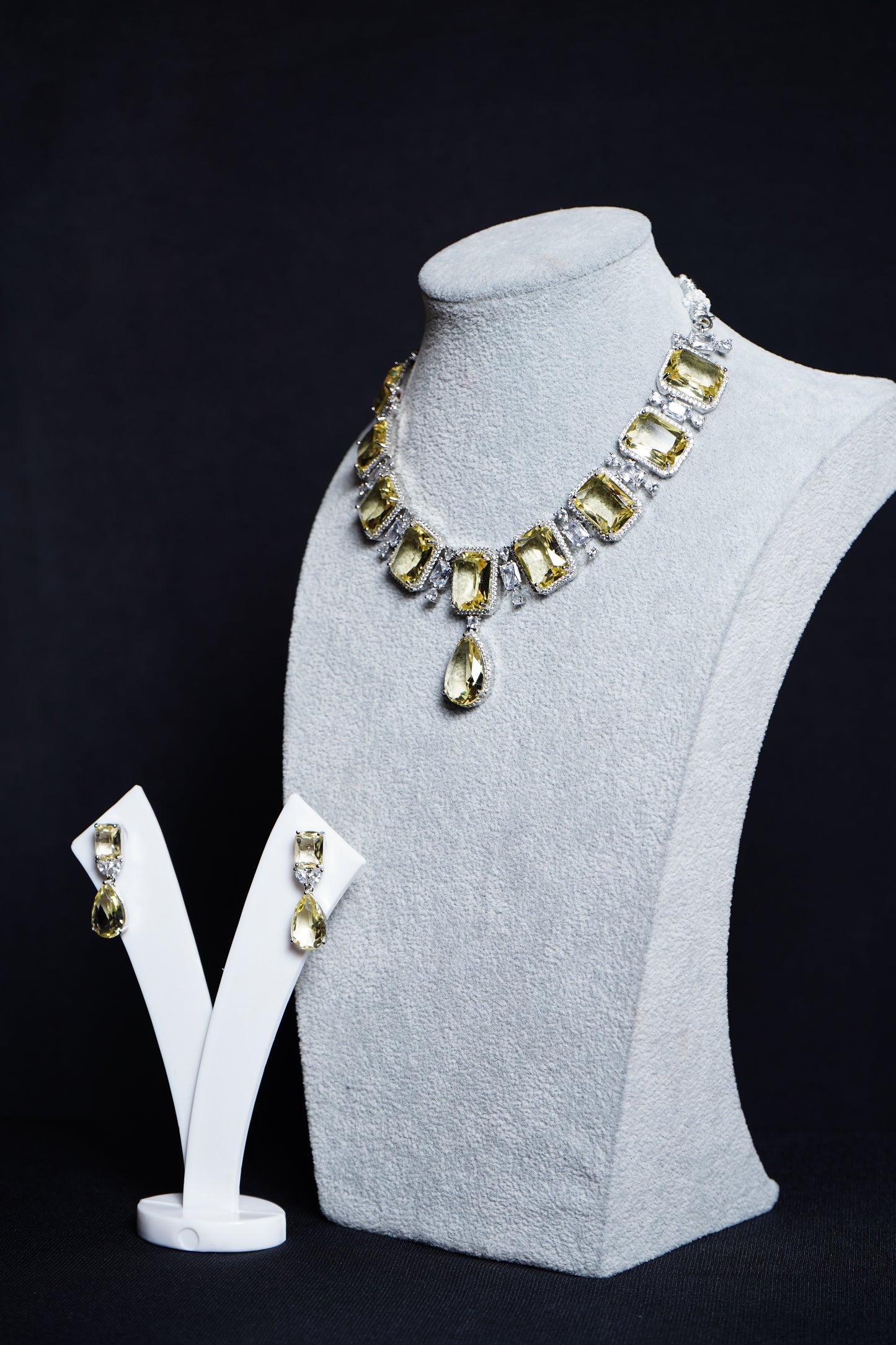 Yellow crystal CZ Designer Necklace set
