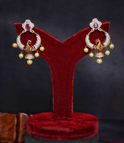 Beautiful Single Peacock CZ Designer Earrings