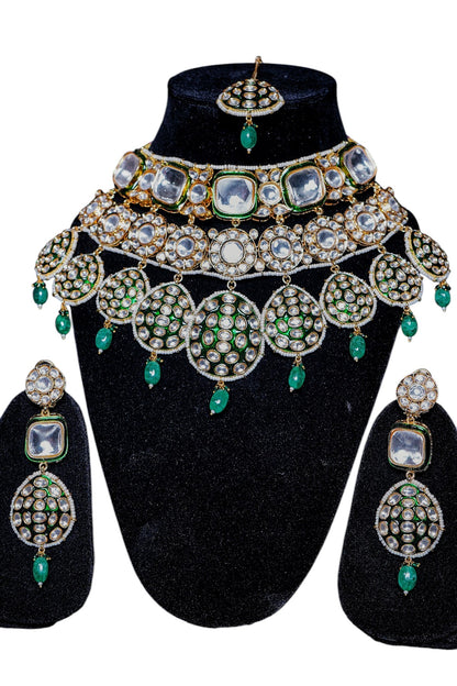 Chaandi Rivaaz’s Signature Polki Designer Necklace Set - Chaandi Rivaaz