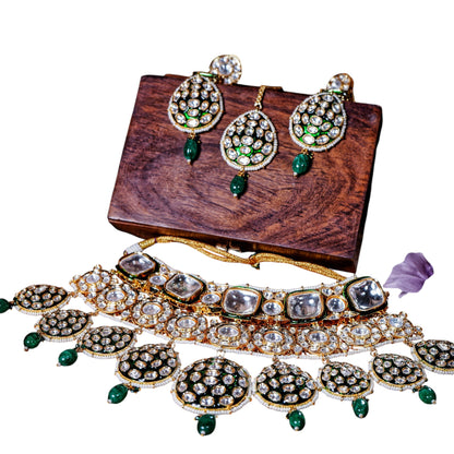 Chaandi Rivaaz’s Signature Polki Designer Necklace Set - Chaandi Rivaaz