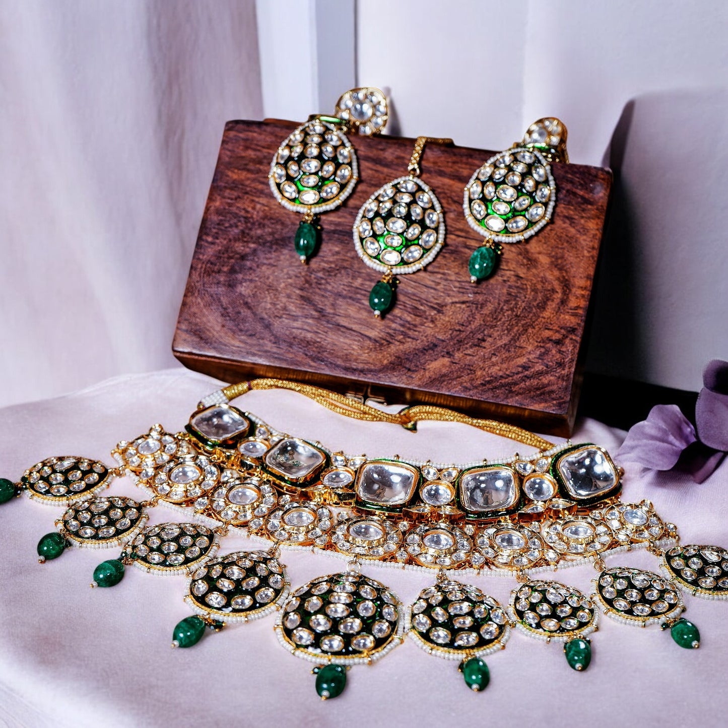 Chaandi Rivaaz’s Signature Polki Designer Necklace Set - Chaandi Rivaaz