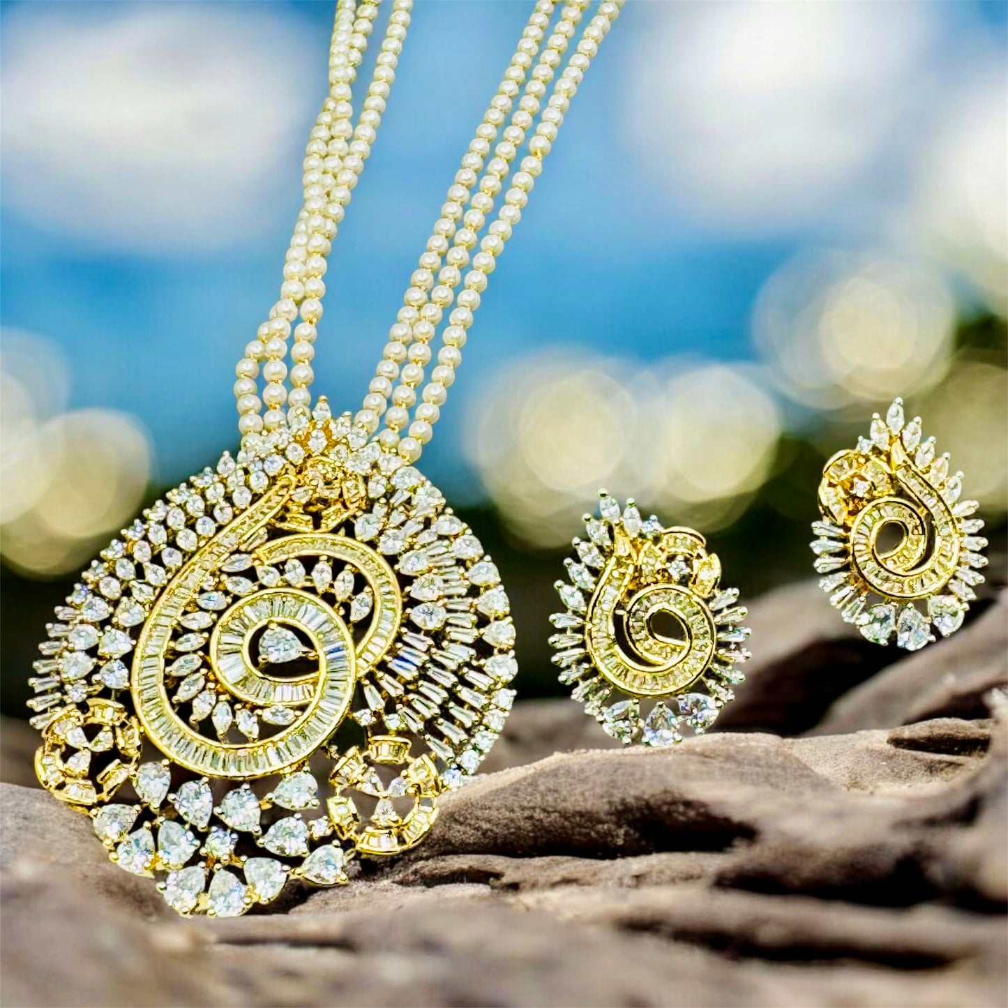 Nancy's Diamond Pendant set - Chaandi Rivaaz