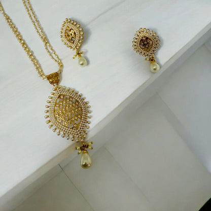 Beautiful Pearl Designer Pendant Set - Chaandi Rivaaz