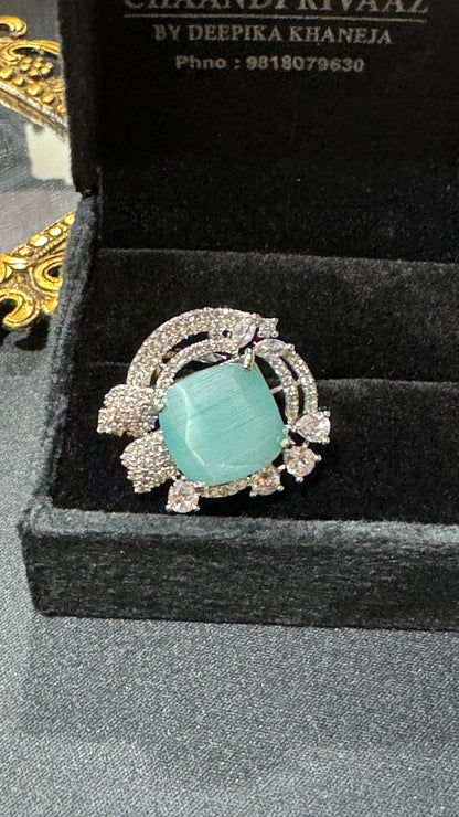 Beautiful Turquoise Diamond Cocktail Ring