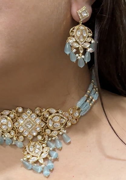 Royal Turquoise Polki Choker set