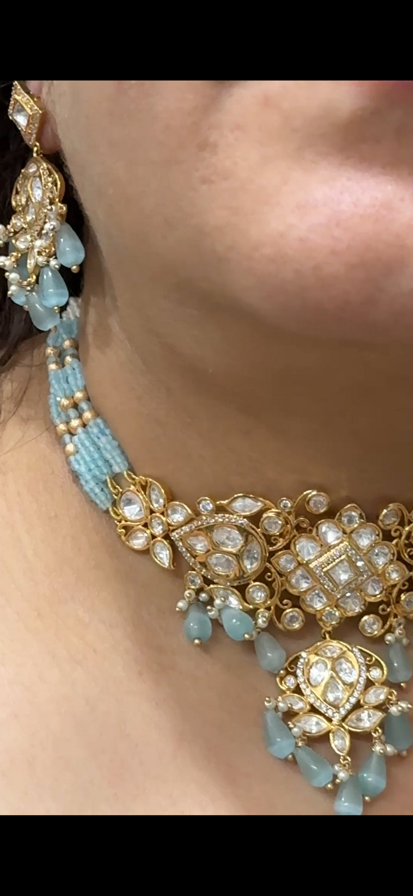 Royal Turquoise Polki Choker set