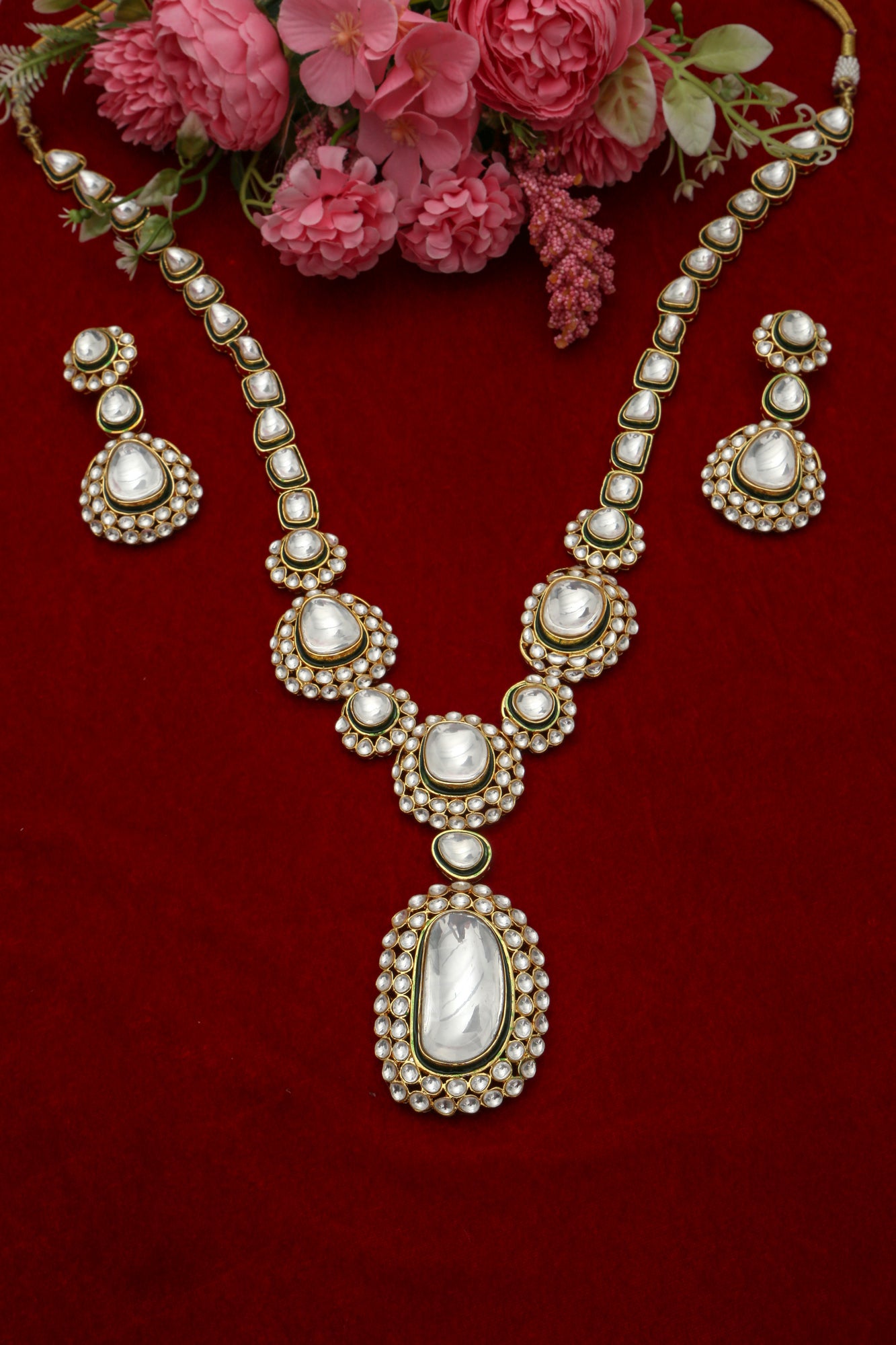 Beautiful Polki Necklace set - Chaandi Rivaaz