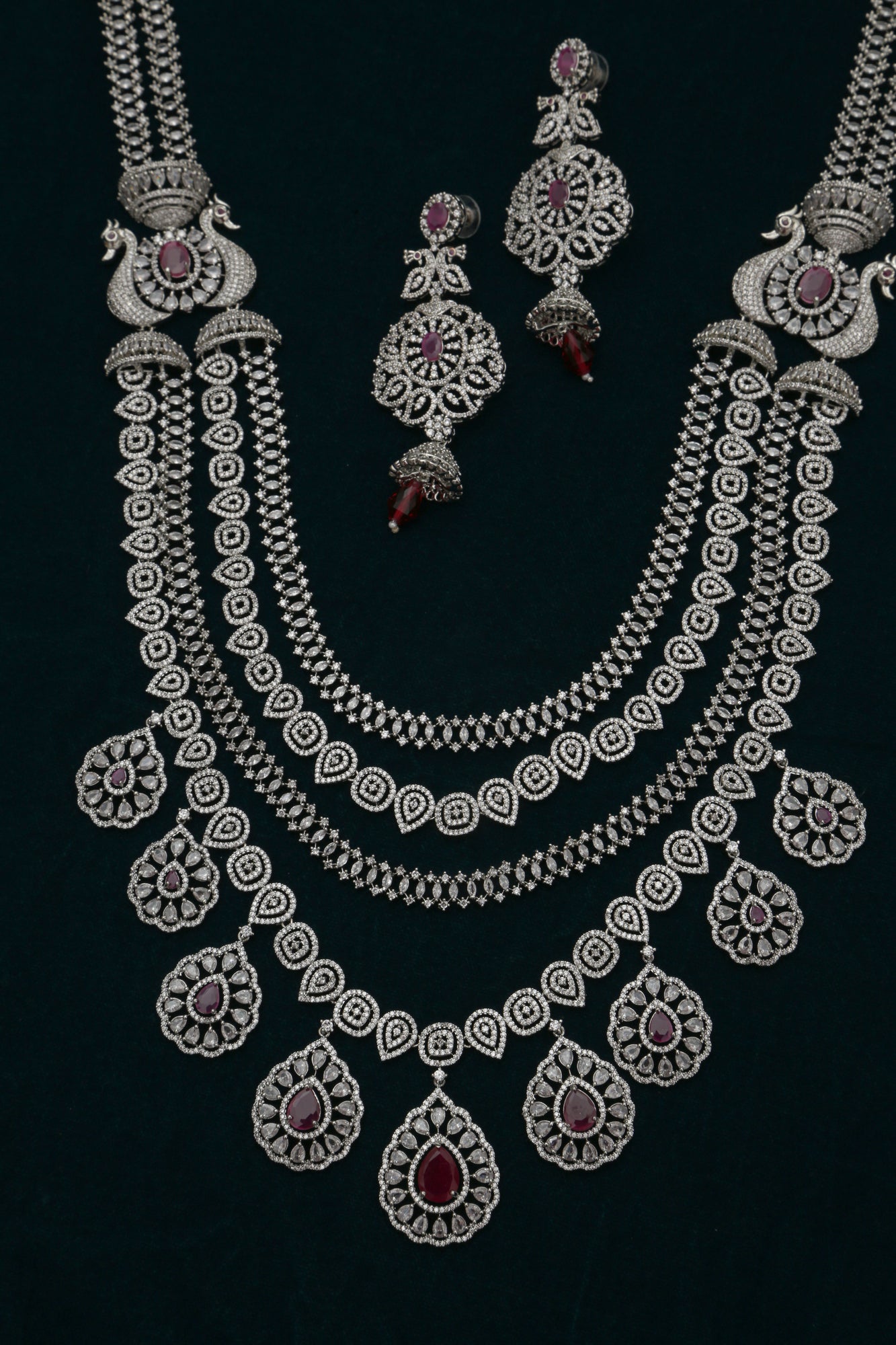 Ella's Diamond Silver Long Necklace set - Chaandi Rivaaz