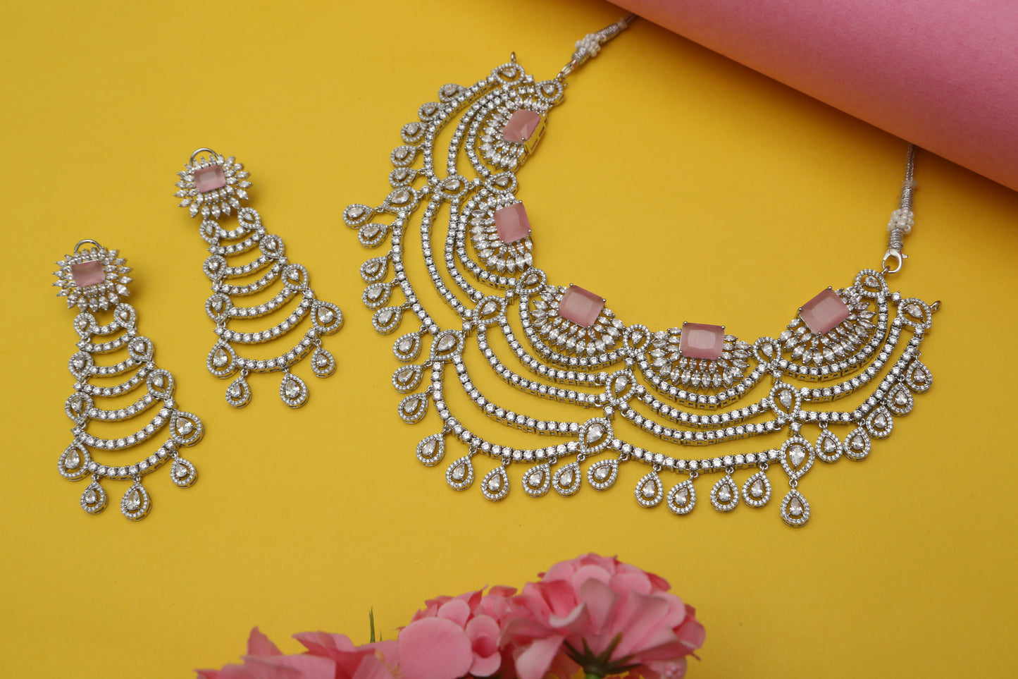 Dia CZ Layered Designer Necklace set