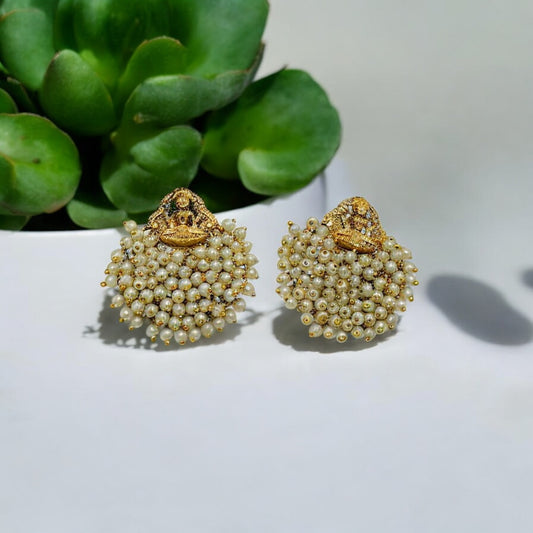 Maha Lakshmi Pearl Earrings - Chaandi Rivaaz