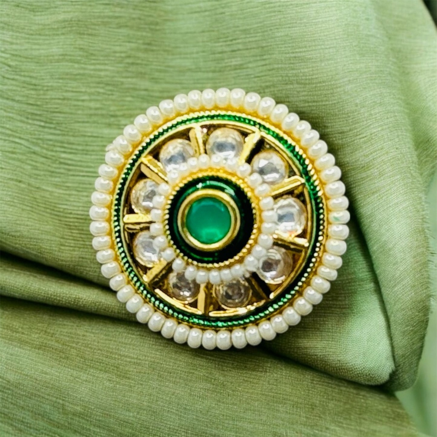 Elle's Pearl Designer Kundan Ring