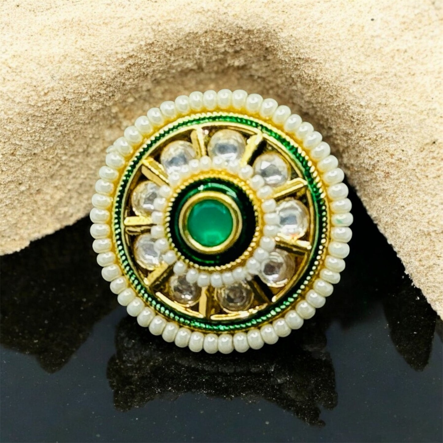 Elle's Pearl Designer Kundan Ring
