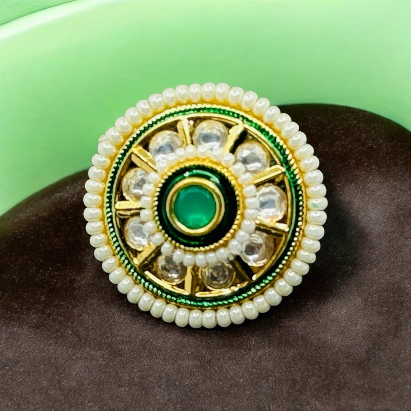 Elle's Pearl Designer Kundan Ring