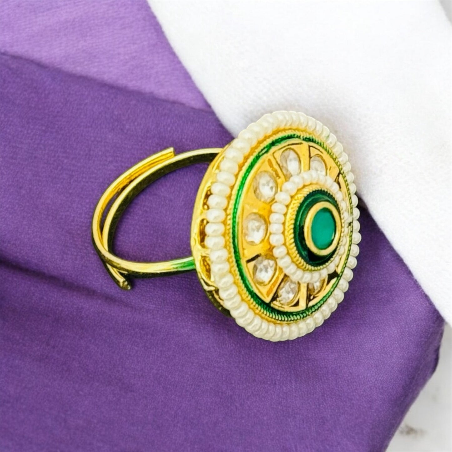Elle's Pearl Designer Kundan Ring