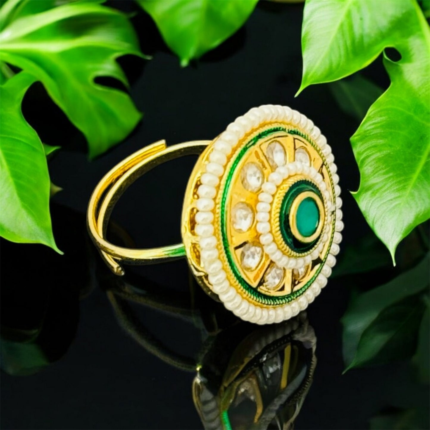 Elle's Pearl Designer Kundan Ring