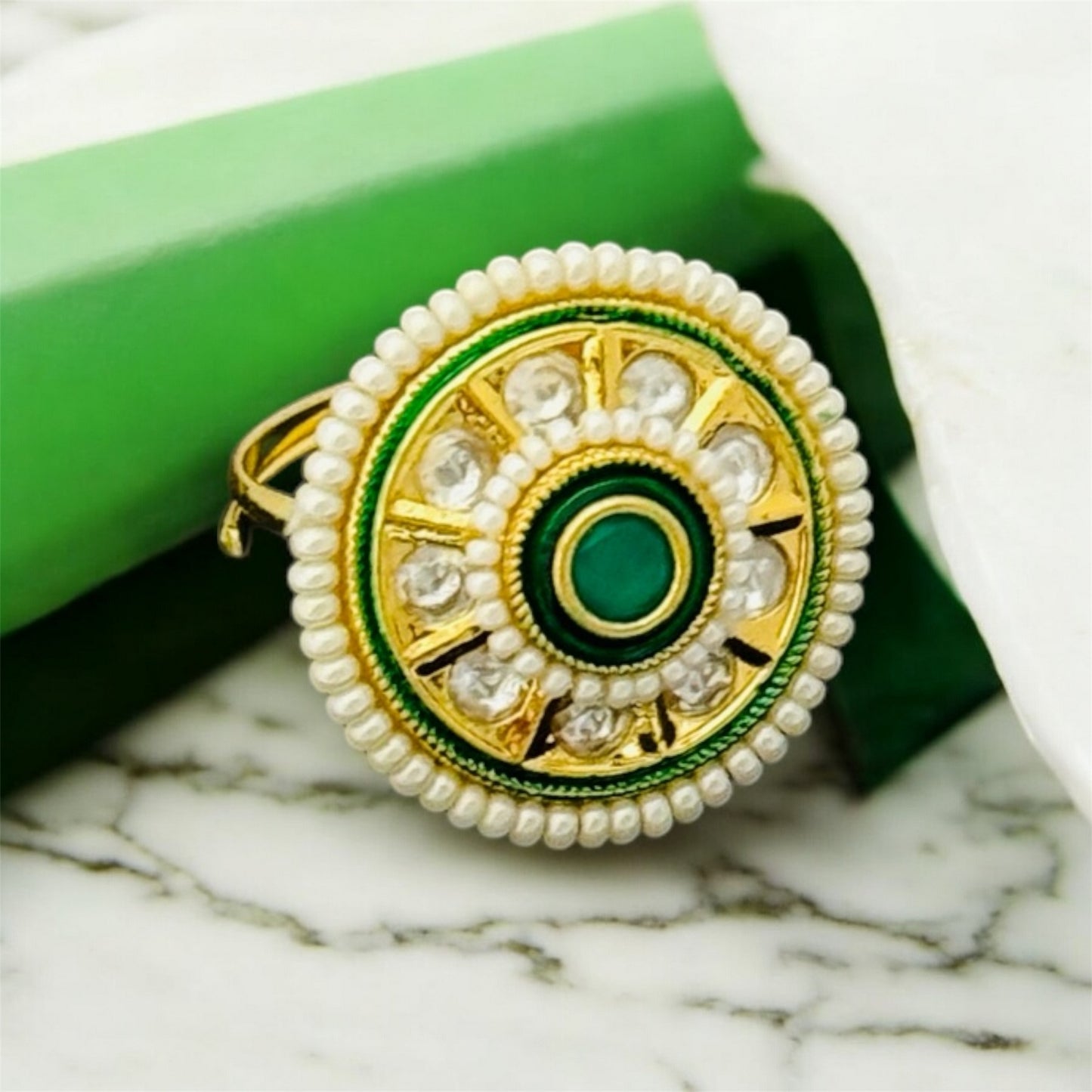 Elle's Pearl Designer Kundan Ring
