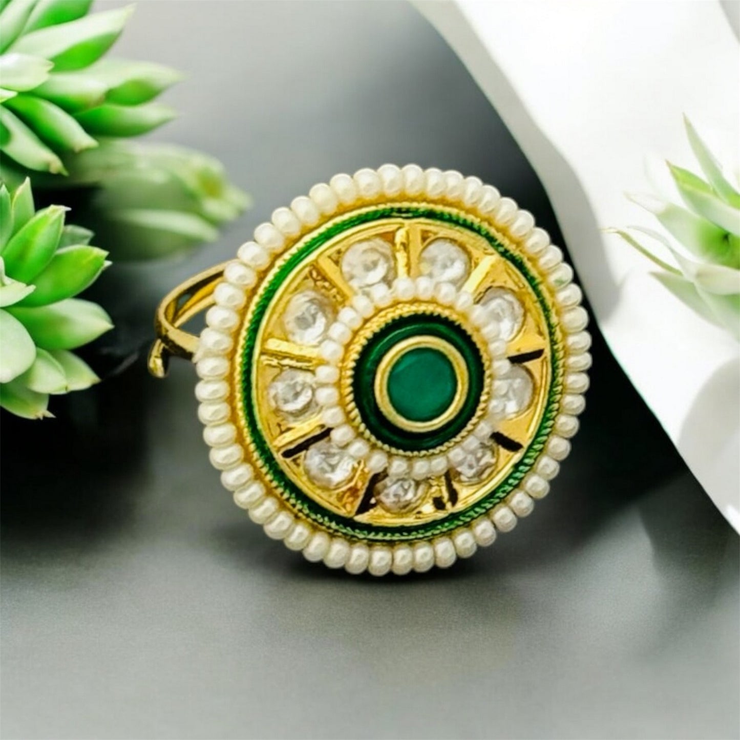 Elle's Pearl Designer Kundan Ring
