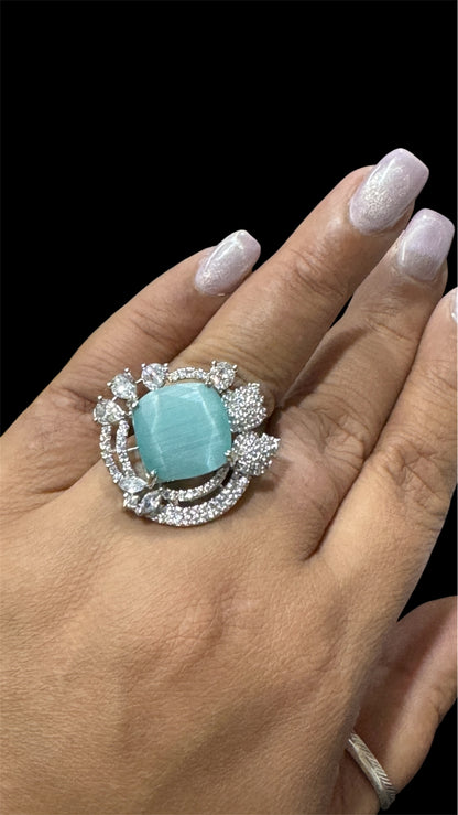 Beautiful Turquoise Diamond Cocktail Ring