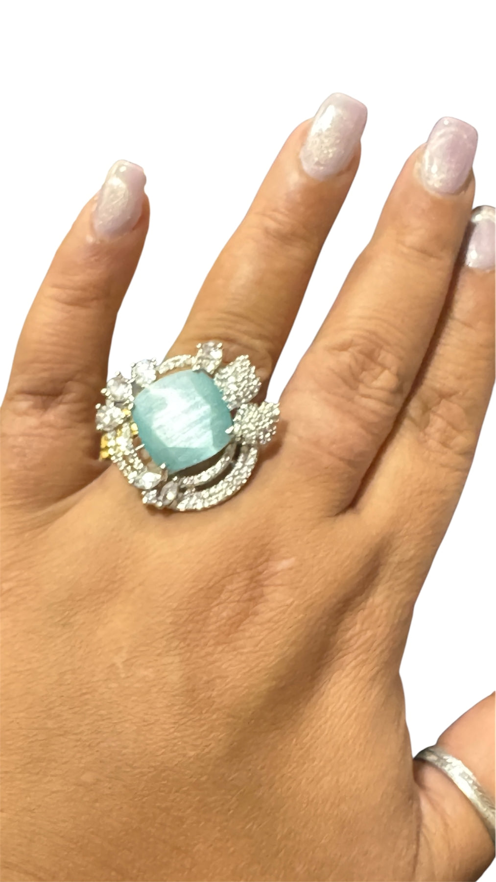 Beautiful Turquoise Diamond Cocktail Ring