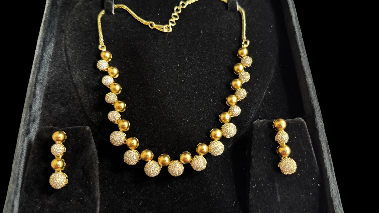 Ball shaped Diamond Necklace set