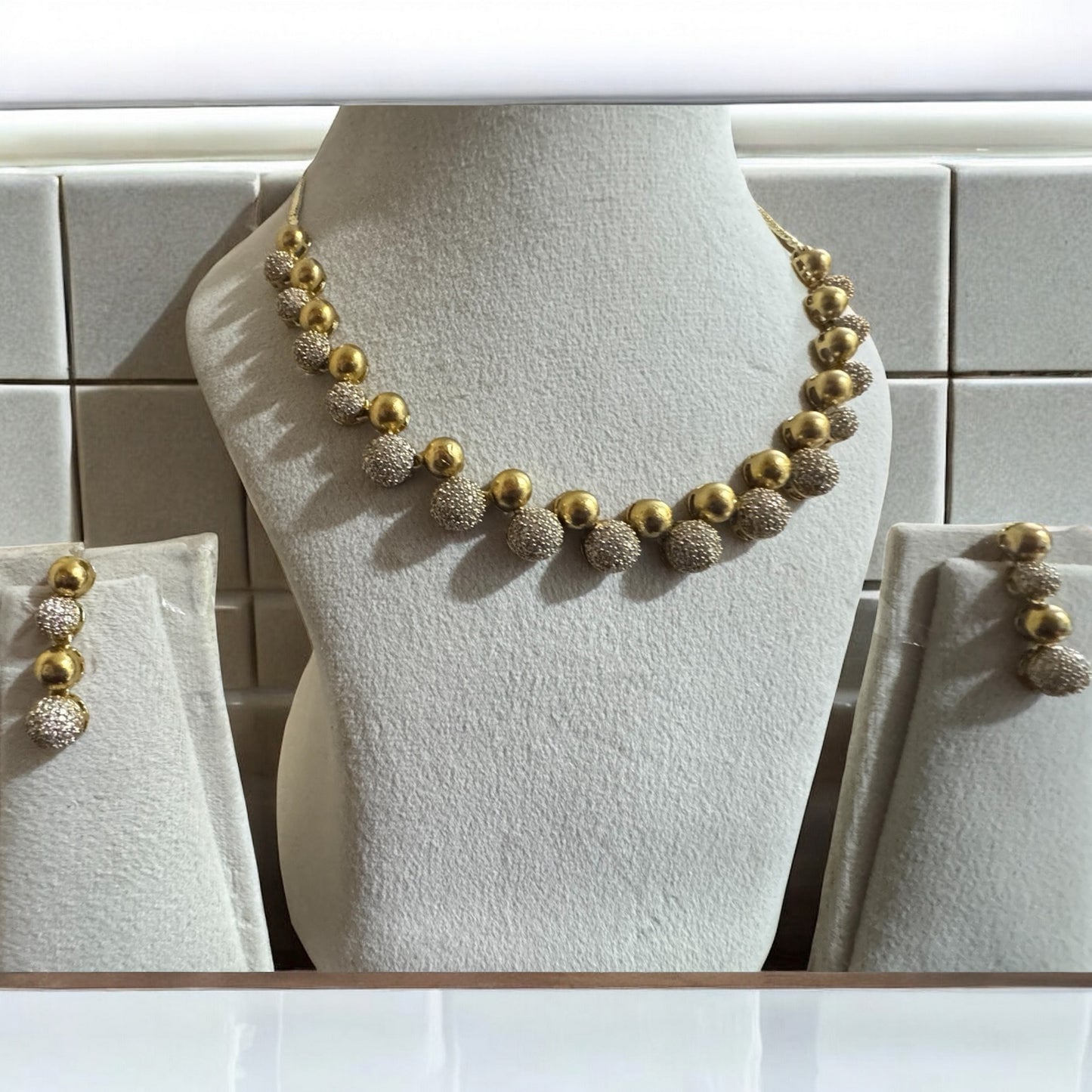 Ball shaped Diamond Necklace set