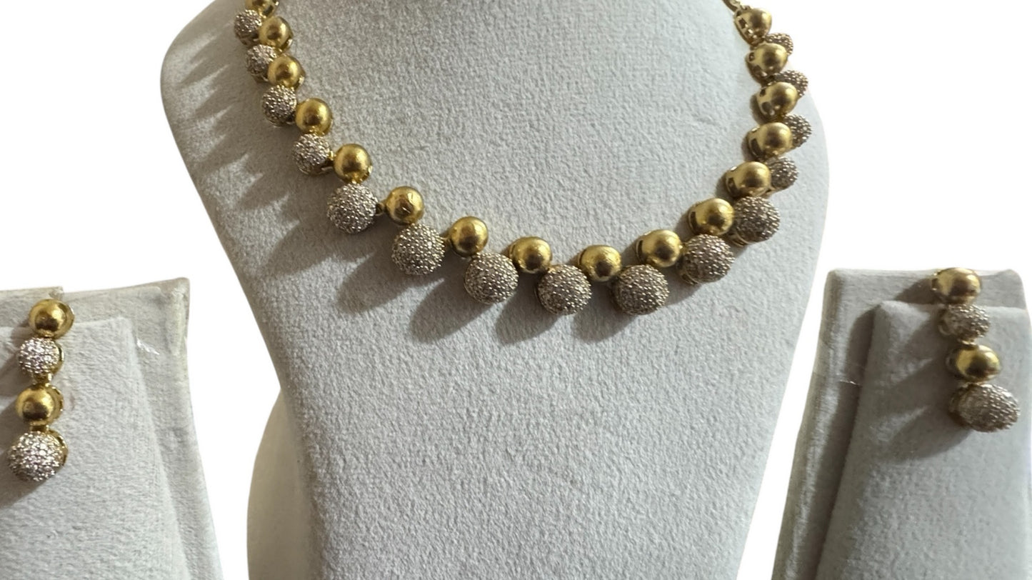 Ball shaped Diamond Necklace set